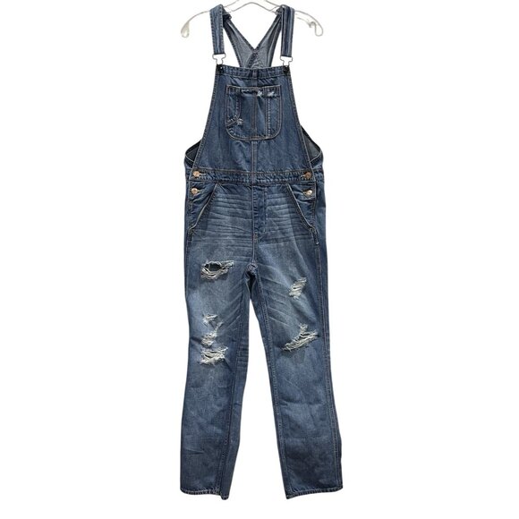 American Eagle Denim Overalls Womens M Distressed Rip Jean Festival Utility Farm - Picture 1 of 10